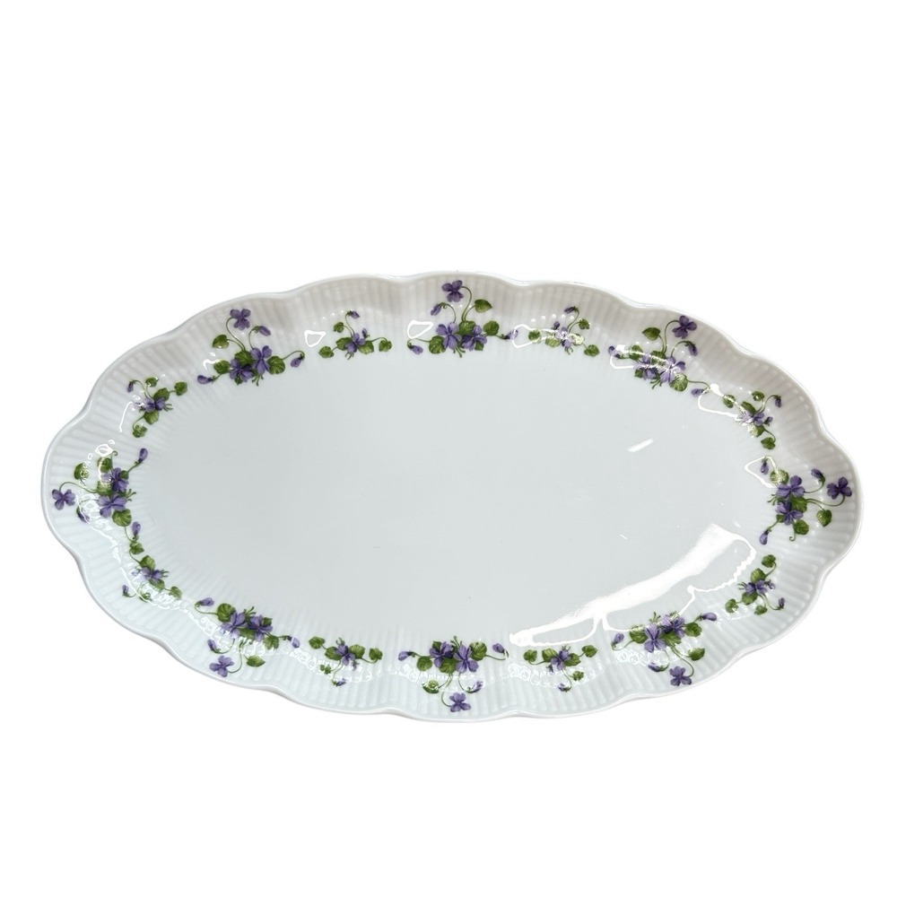 KAISER Romantica Viola Oval Relish Platter 9 1/4" Purple Floral W. Germany